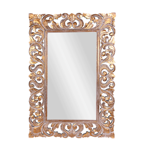 Рама резная для зеркала Ренессанс 70х100 см inside 42х72 см White Gold