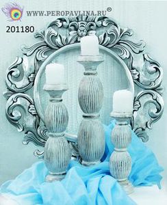 Подсвечник Н-р3шт 50(40,30)см White Wash резьба