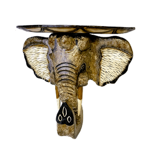 Полка Слон в самбреро 35х35 см резьба коричнево-белая албезия
