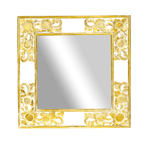 Зеркало в резной раме Маргарита 70х70 см inside 45х45 см белое золото