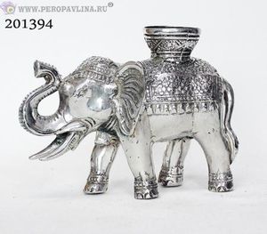 Подсвечник Слоник 1свеча 15*11см серебро бронз/1шт
