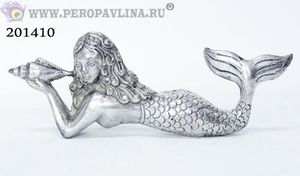 Русалка+Раковина 18х7см серебро бронза