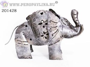 Подсвечник Слоник 24*16см черн металл резной/1шт