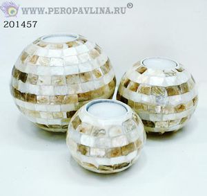 Подсвечник+свеча Н-р3шт 12(10,7)см белое золото