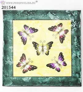Картина Райские Бабочки 40*40см изумр паспарту ас