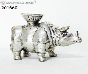 Подсвечник Носорог 1свеча 11*6,5см сер бронза/1шт