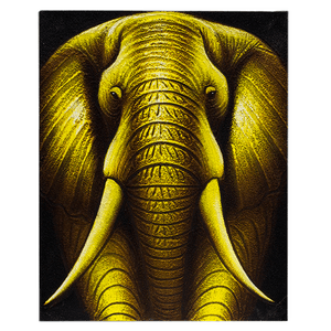 Картина маслом Слон в песочных тонах 40х50 см анфас