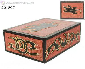 Шкатулка Геккон 19,5*7*15см крас фон дерево/40шт