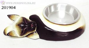 Миска д/дом_животных Кошка спит д13см крем_кор дер