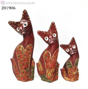 Набор 3 шт Кошка Батик 25(20,16)см крек красн дерево/1
