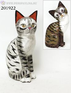 Кошка серая 15*31см асс дерево/1шт