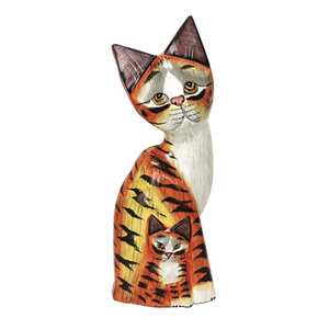 Кошка с котенком 33 см желто-рыжая