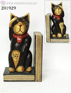 Держатель д/книг Кот черн 13*21*9см дерево/1шт