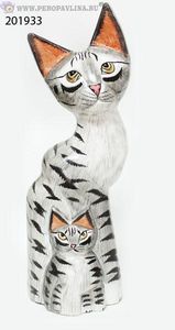 Кошка+Котенок серая 12*33см асс дерево/1шт