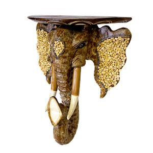 Полка Слон в самбреро 52х62 см инкрустация камнем коричневая