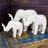 Слоны Семья 30,24,19 см резьба белые с серебром албезия