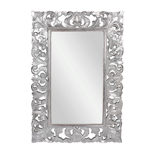 Рама резная для зеркала Ренессанс 70х100 см inside 42х72 см White Silver