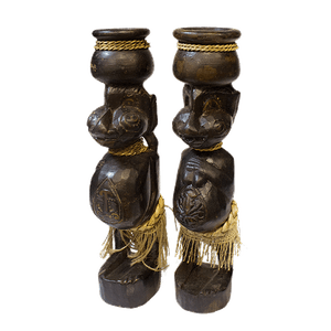 Подсвечники Набор 2 шт 30 см Аборигены с кувшином на голове черно-коричневые албезия