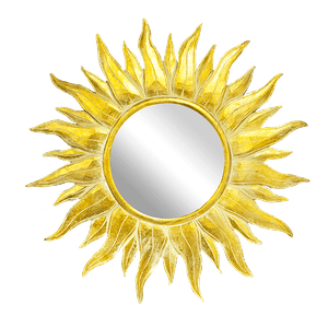 Зеркало в резной раме Солнце 80х80 см inside 30х30 см белое золото