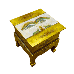 Столик сундук 40х40 см Лицо Будды золото албезия
