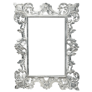 Рама резная для зеркала Моцарт 90х120 см inside 52х82 см White Silver