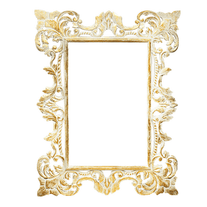Рама резная для зеркала Моцарт 90х120 см inside 52х82 см White Gold