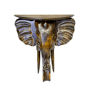 Полка Слон в самбреро 48х20х50 см резьба коричневая албезия