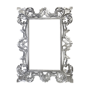 Рама резная для зеркала Моцарт 90х120 см inside 52х82 см Silver