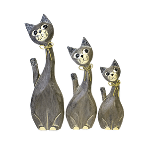 Кошки с бантиком Семья 50,40,30 см дымчатые албезия