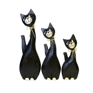 Кошки с бантиком Семья 50,40,30 см чёрные албезия