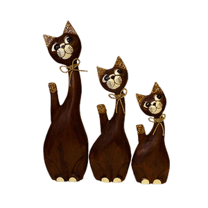 Кошки с бантиком Семья 50,40,30 см кофейные албезия