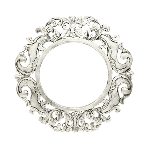 Рама резная для зеркала Ренессанс 70х70 см inside 42х42 см White Silver