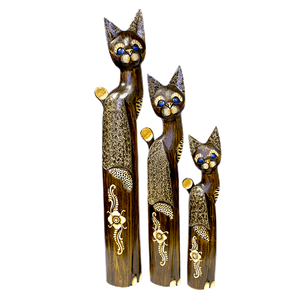 Кошки Семья 100,80,60 см Цветок роспись роспись мазками коричневые