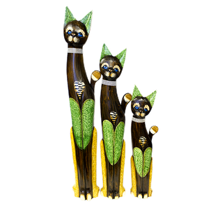 Кошки Семья 100,80,60 см ожерелье стразы желто-зеленая роспись мазками коричневые