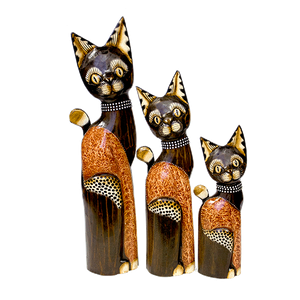 Кошки Семья 50,40,30 см ожерелье стразы роспись мазками коричневые
