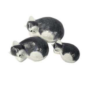 Кошечки Сон клубком Набор 3 шт 18,15,12 см серо-белые албезия