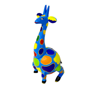 Копилка Жираф 30 см голубой с цветными пятнами  албезия кокос