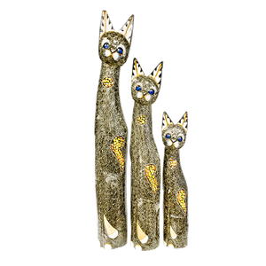 Кошки Семья 100,80,60 см Луна инкрустация камешками роспись мазками дымчатые