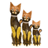 Кошки Семья 50,40,30 см ожерелье стразы роспись рыже-желтыми мазками коричневые