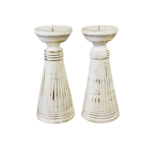 Подсвечник Пирамида Набор 2 шт 20 см White Wash резьба албезия