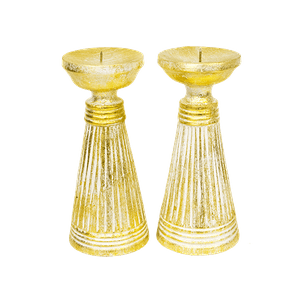 Подсвечник Пирамида Набор 2 шт 20 см White Gold резьба албезия