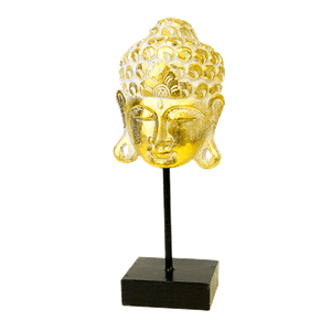 Маска Будды на подставке 40 см White Gold резьба албезия
