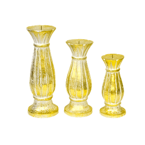 Подсвечник Классик Набор 3 шт 30,25,20 см White Gold резьба албезия