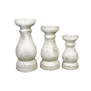 Подсвечник Классик Набор 3 шт 30,25,20 см White Wash резьба