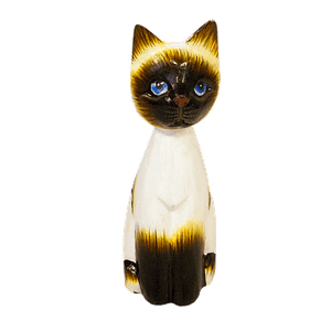 Кошка 15 см в стойке бело-черно-коричневая албезия
