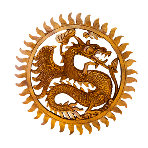 Панно настенное Дракон 30 см резьба коричневое суар