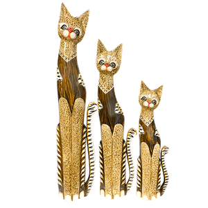 Кошки Семья 100,80,60 см Полоски роспись мазками коричневые