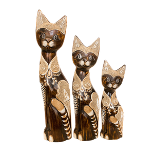 Кошки Семья 50,40,30 см инкрустация ракушками ожерелье в виде бабочки коричневые