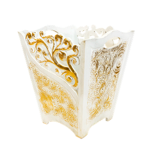 Корзинка 25х30 см резная белая с золотом албезия