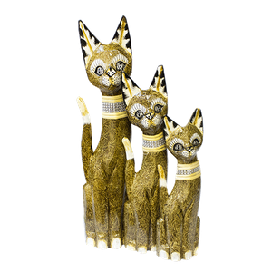 Кошки Семья 50,40,30 см ожерелье стразы роспись мазками каштановые